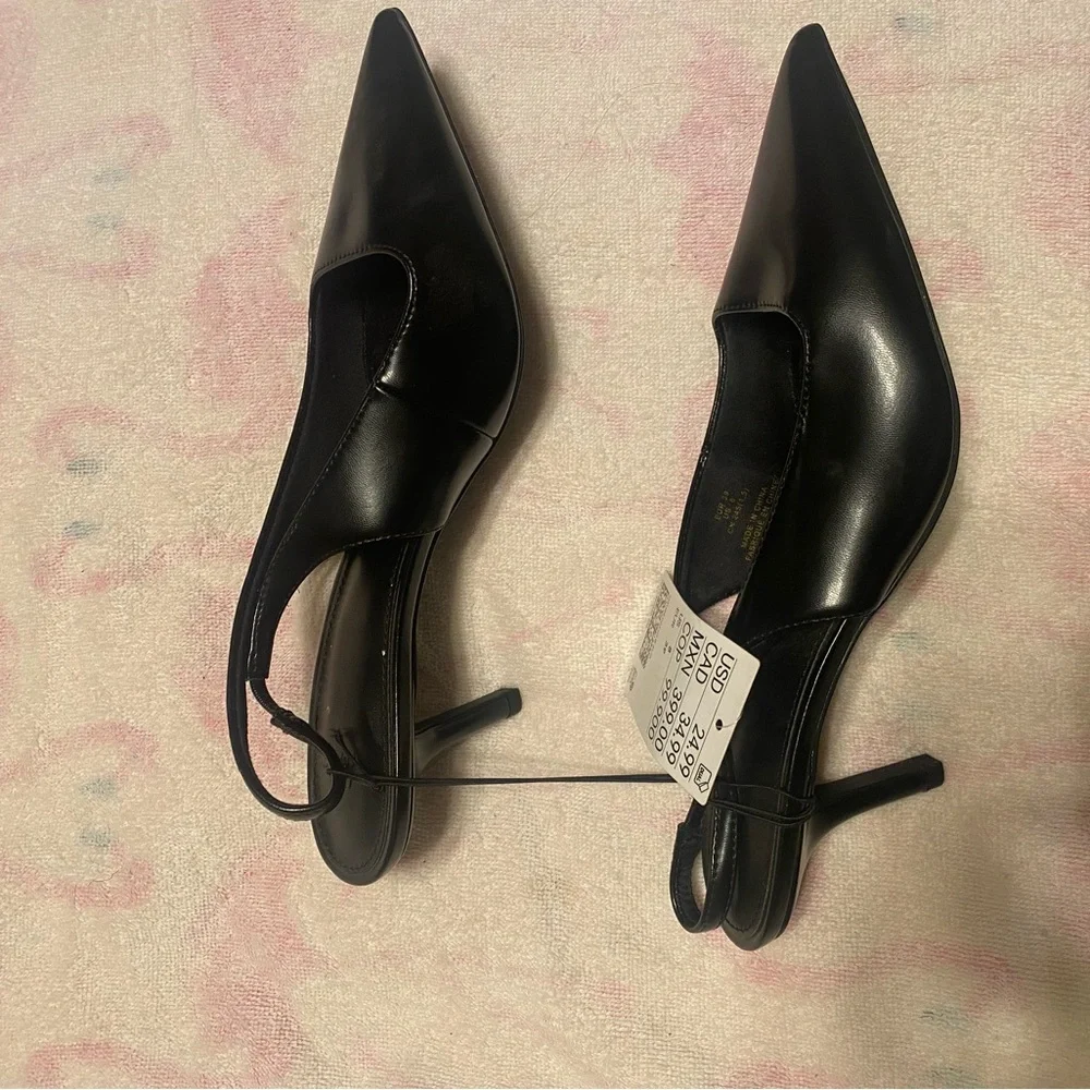 H&M Black Pointed Slingback Heels - Picture 2 of 2